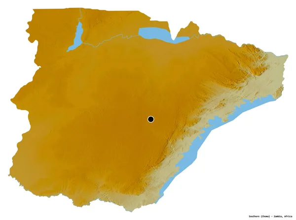 Vorm Van Het Zuiden Provincie Zambia Met Hoofdstad Geïsoleerd Witte — Stockfoto