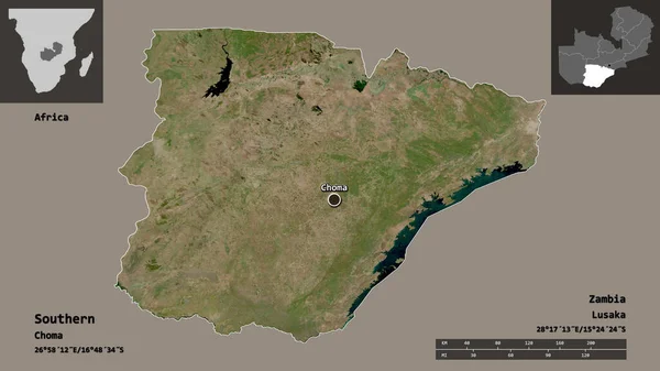 Forma Del Sur Provincia Zambia Capital Escala Distancia Vistas Previas — Foto de Stock