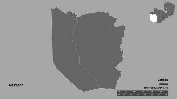 Form Västra Provinsen Zambia Med Dess Huvudstad Isolerad Solid Bakgrund — Stockfoto