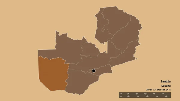 Forma Desnaturalizada Zambia Con Capital División Regional Principal Área Occidental —  Fotos de Stock