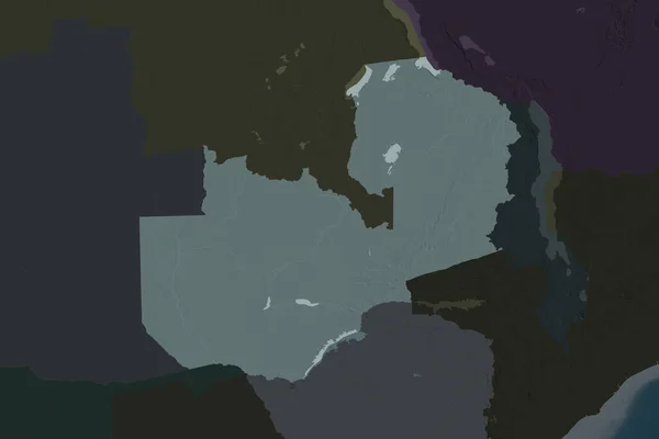 Форма Замбии Отделена Опреснением Соседних Районов Цветная Карта Высоты Рендеринг — стоковое фото