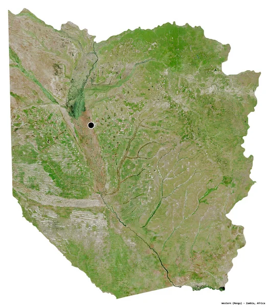 Forma Occidental Provincia Zambia Con Capital Aislada Sobre Fondo Blanco — Foto de Stock