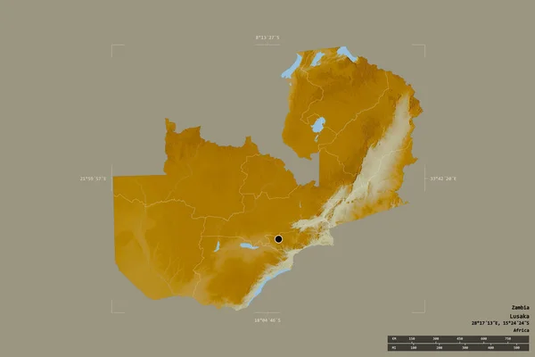 Zona Zambia Aislada Sobre Fondo Sólido Una Caja Confinamiento Georeferenciada — Foto de Stock