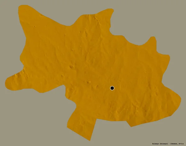 ジンバブエの都市ブラワヨの形で その首都はしっかりとした色の背景に隔離されています 地形図 3Dレンダリング — ストック写真