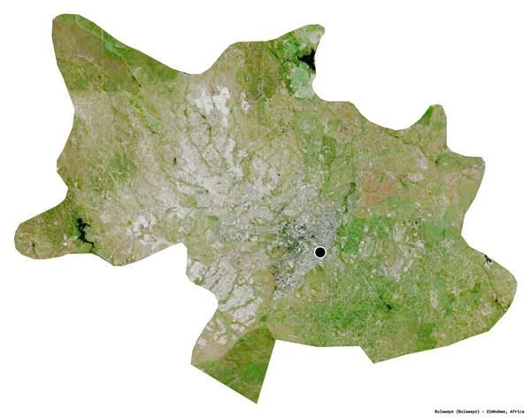 津巴布韦城市布拉瓦约的形状 其首都被白色背景隔离 卫星图像 3D渲染 — 图库照片