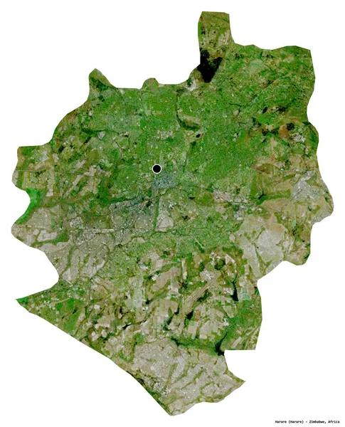 津巴布韦首都被白色背景隔离的哈拉雷的形状 卫星图像 3D渲染 — 图库照片