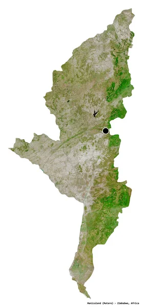 津巴布韦省Manicaland形状 首都为白色背景 与世隔绝 卫星图像 3D渲染 — 图库照片