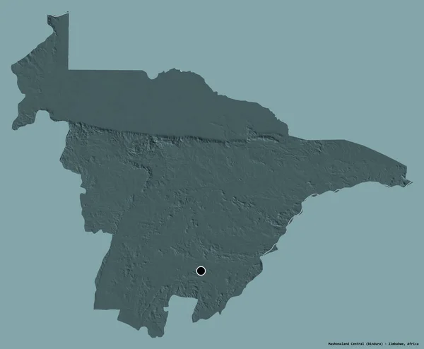 ジンバブエ州のマショナランド中央部の形で その首都はしっかりとした色背景に隔離されています 色の標高マップ 3Dレンダリング — ストック写真