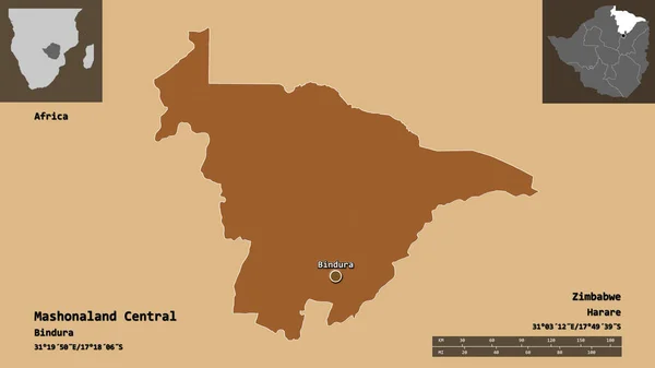Форма Центрального Машоналенда Провинция Зимбабве Столица Шкала Расстояний Предварительные Просмотры — стоковое фото