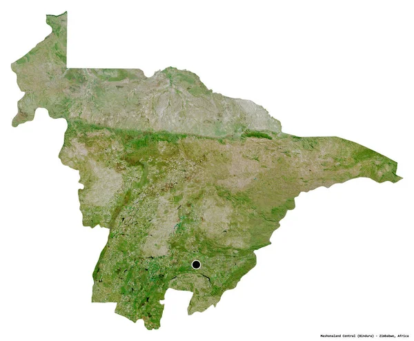 津巴布韦Mashonaland Central的形状 其首都因白色背景而孤立 卫星图像 3D渲染 — 图库照片
