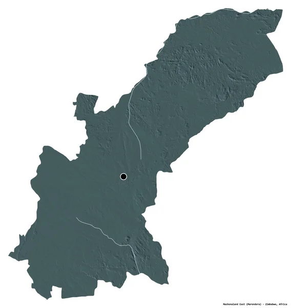 Форма Восточного Машоналенда Провинция Зимбабве Столицей Изолированной Белом Фоне Цветная — стоковое фото