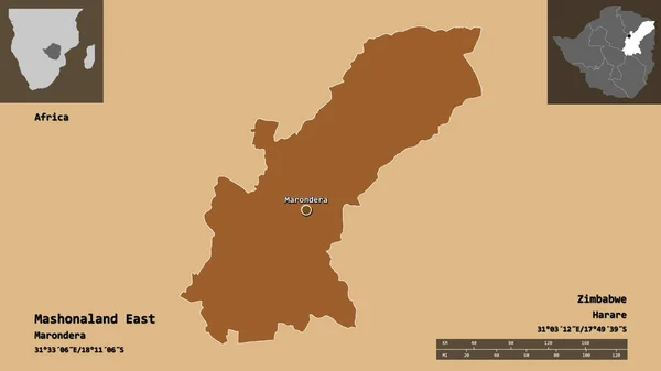 Форма Восточного Машоналенда Провинция Зимбабве Столица Шкала Расстояний Предварительные Просмотры — стоковое фото
