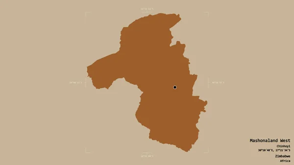 津巴布韦西部马什霍南地区 在一个地理参照框的坚实背景上被隔离 图形纹理的组成 3D渲染 — 图库照片
