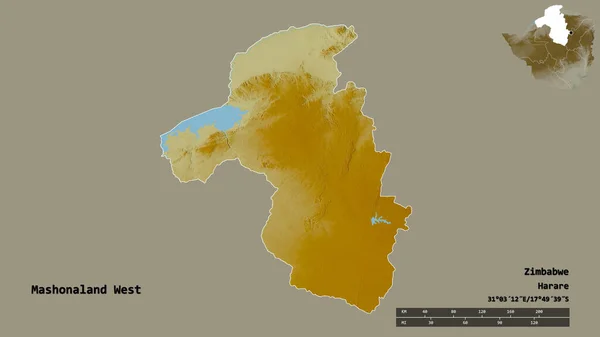 Alakja Mashonaland West Zimbabwe Tartomány Főváros Elszigetelt Szilárd Háttérrel Távolsági — Stock Fotó