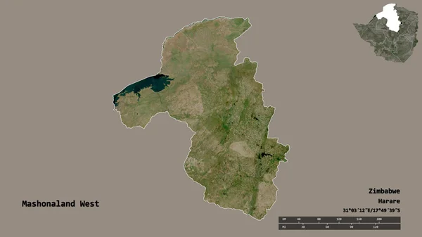 Kształt Mashonaland Zachodni Prowincja Zimbabwe Stolicą Odizolowaną Solidnym Tle Skala — Zdjęcie stockowe