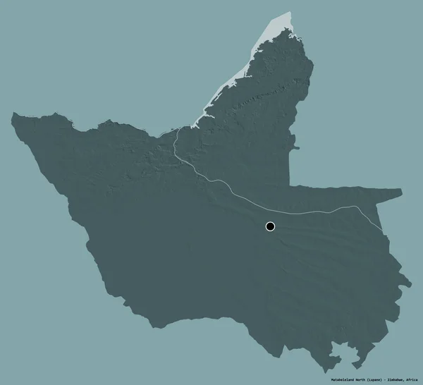 Forma Matabeleland Norte Provincia Zimbabue Con Capital Aislada Sobre Fondo —  Fotos de Stock