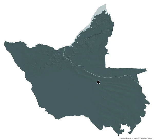 Форма Матабелеланд Норт Провінція Зімбабве Столицею Ізольованою Білому Тлі Кольорові — стокове фото