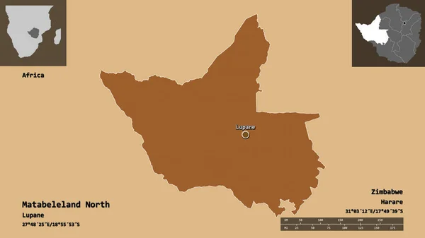 Форма Северного Матабелеланда Провинция Зимбабве Столица Шкала Расстояний Предварительные Просмотры — стоковое фото