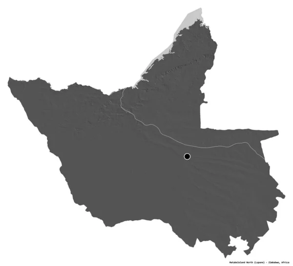 Tvar Matabeleland North Provincie Zimbabwe Hlavním Městem Izolovaným Bílém Pozadí — Stock fotografie