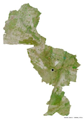 Midlands, Zimbabwe eyaleti, başkenti beyaz arka planda izole edilmiştir. Uydu görüntüleri. 3B görüntüleme
