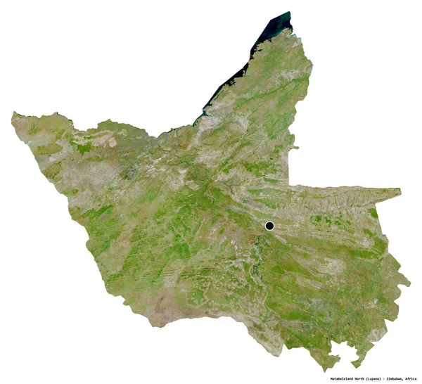 Matabeleland North, Zimbabwe eyaleti, başkenti beyaz arka planda izole edilmiştir. Uydu görüntüleri. 3B görüntüleme