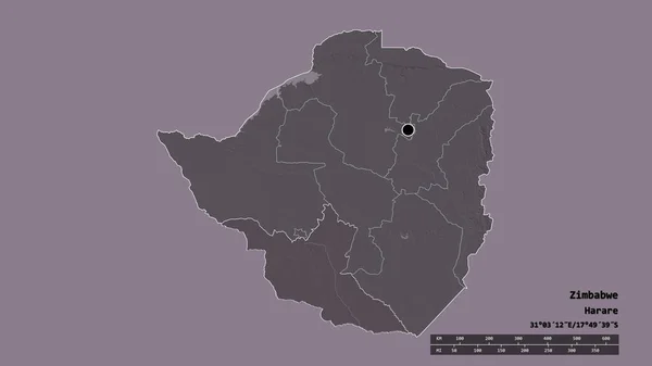Обесцвеченная Форма Зимбабве Столицей Главным Региональным Разделением Отделенной Южной Частью — стоковое фото