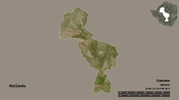 Forma Midlands Provincia Zimbabue Con Capital Aislada Sobre Fondo Sólido —  Fotos de Stock