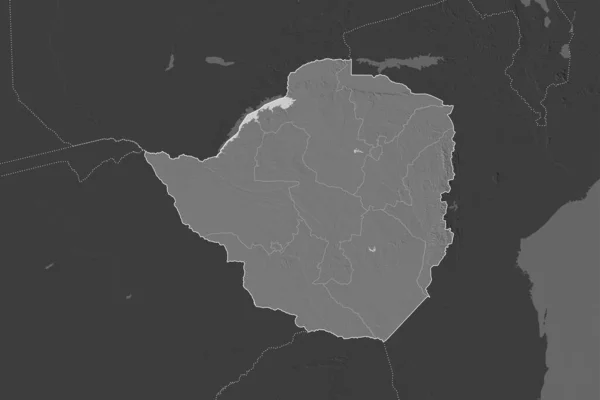 Gestalt Simbabwes Getrennt Durch Die Entwässerung Benachbarter Gebiete Grenzen Karte — Stockfoto