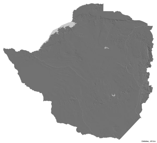 Forma Zimbabué Com Sua Capital Isolada Sobre Fundo Branco Mapa — Fotografia de Stock