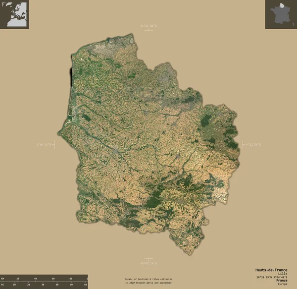 Hauts France Région France Imagerie Satellite Sentinel Forme Isolée Sur — Photo