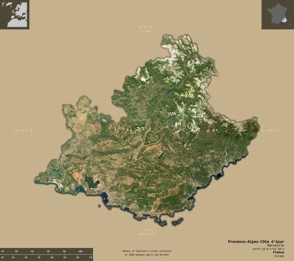 Provenza Alpi Costa Azzurra Regione Francia Immagini Satellitari Sentinel Forma — Foto Stock