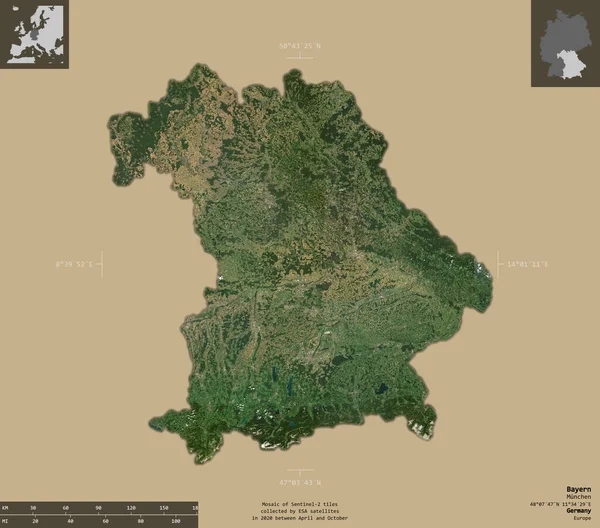 Bayern Deelstaat Duitsland Sentinel Satellietbeelden Vorm Geïsoleerd Solide Achtergrond Met — Stockfoto