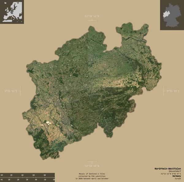 Нордхейн Вестфален Німеччина Супутникові Знімки Sentinel Форма Ізольована Твердому Тлі — стокове фото