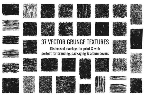 Yazılı web tasarımı markalaşma paketlemesi ve yaratıcı arka planlar için 37 siyah grunge dokusu koleksiyonu sıkıntılı