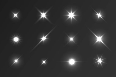 Karanlık arka planda izole edilmiş tasarım için parıldayan ve parlayan elementler