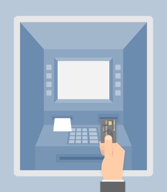 Atm makinesine kredi kartı nı el itme veya koyma