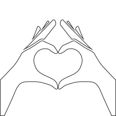 Eller vektör çizim yapılan kalp simgesi