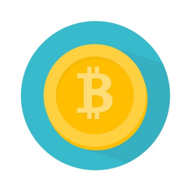 Bitcoin sikke simgesi. Uzun gölge ile şekilli daire