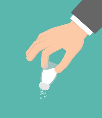 yeşil arka plan üzerinde tuz tutucu kullanarak adam kırpılmış görüntü