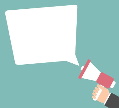 Megafon simge vektör çizim tutan el