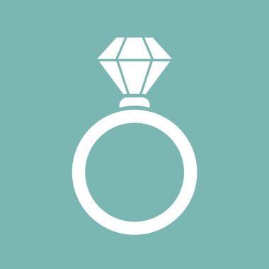 Elmas yüzük simge vektör çizim mavi zemin üzerine