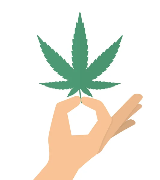 Tenere Mano Marijuana Foglie Cannabis — Vettoriale Stock