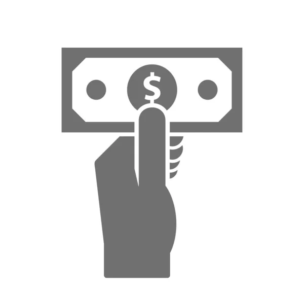 Hand Holding Dollar Bill Icon — Stock Vector