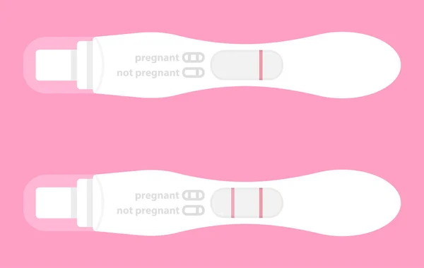 Negative Und Positive Schwangerschaftstests Auf Rosa Hintergrund — Stockvektor