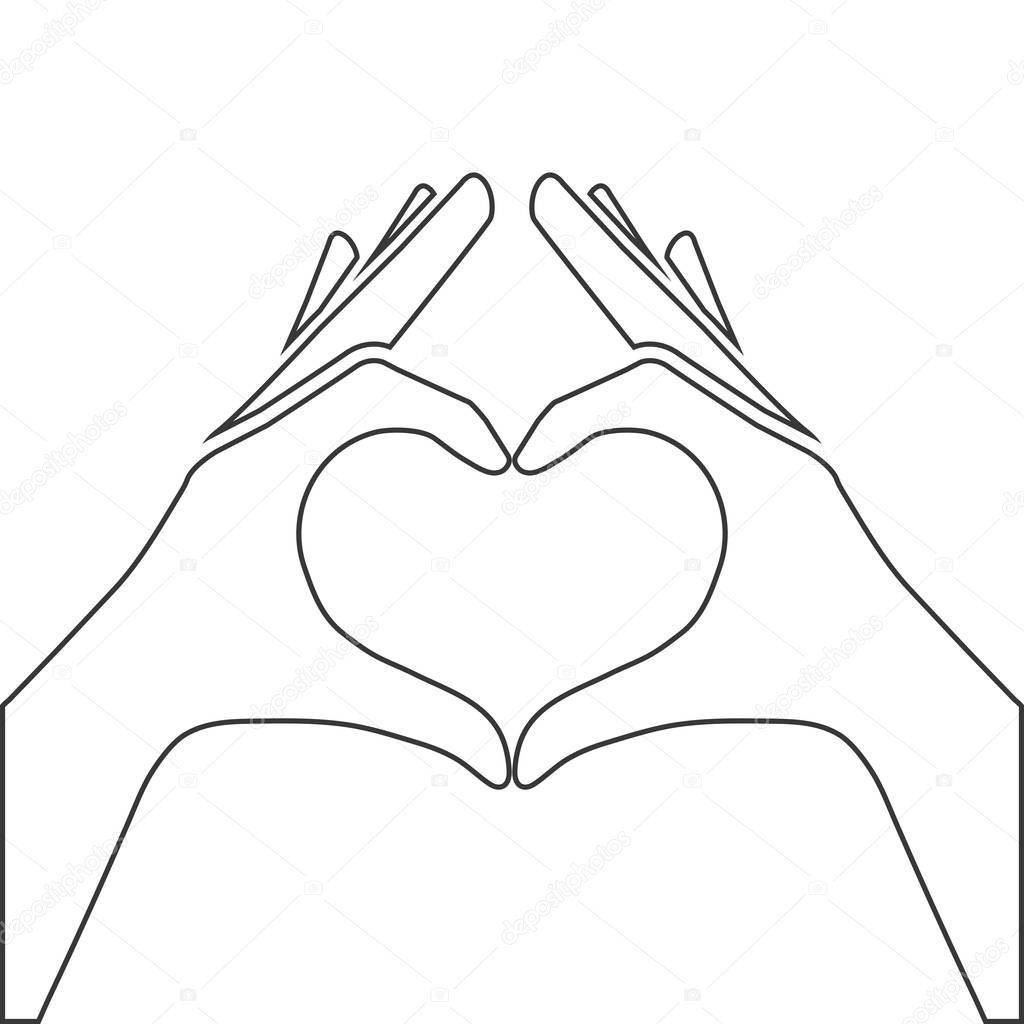 Heart symbol made of hands vector illustration