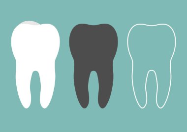 Üç farklı stilde diş simgesi