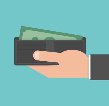 dolar banknot ile cüzdan tutan işadamı