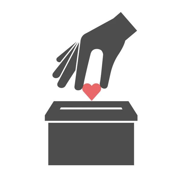 Donation Icon Concept Hand Putting Red Heart Box — Stock Vector