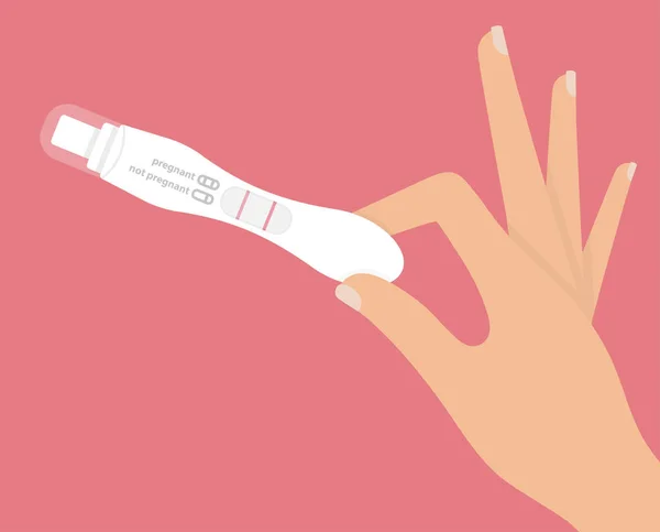 Ženská Ruka Drží Pozitivní Těhotenský Test — Stockový vektor