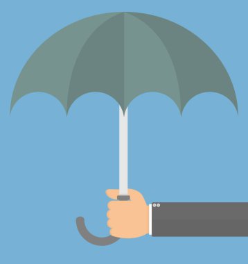 El tutuşan şemsiye. Düz tasarım